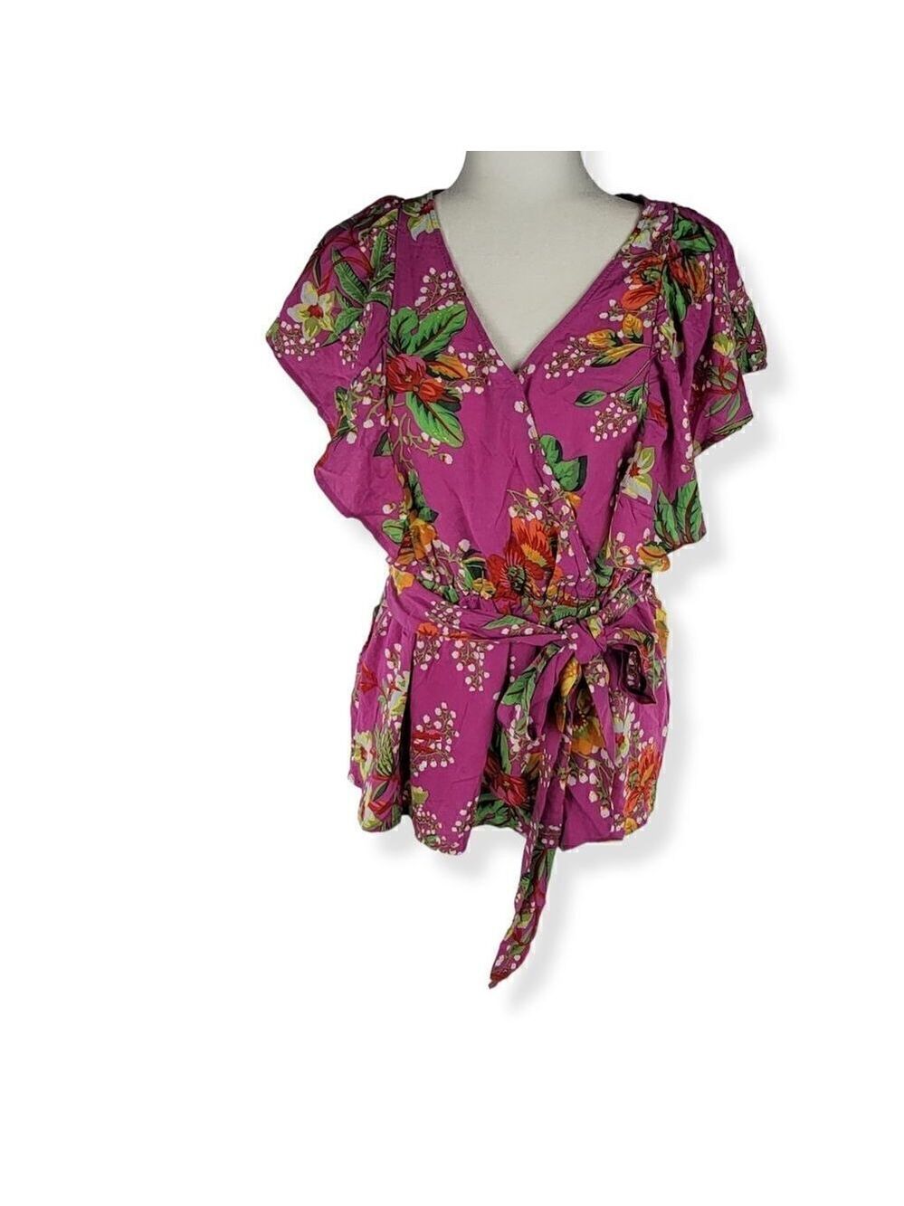Rachel Zoe Floral Wrap Blouse Small